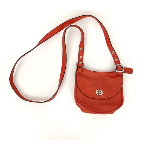 Coach Handbags - COACH Leather Crossbody Purse Mini Saddle Bag Red